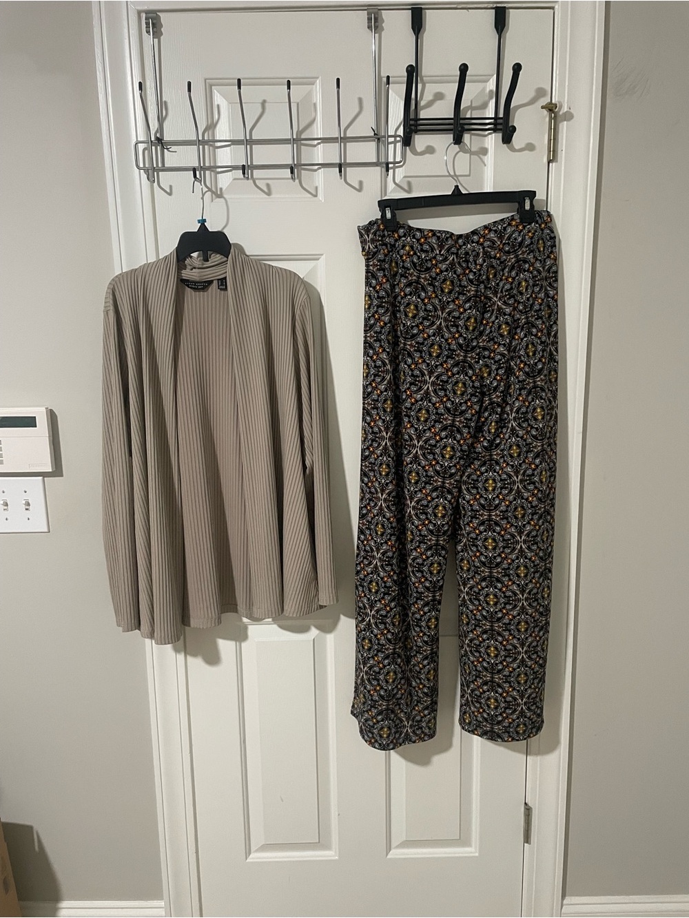 Women's Patterned Wide-Leg Pants - Black Multi medium Susan graver med cardigan